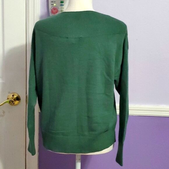 Premise Leaf Green Soft Boxy Boat Neck Long Sleeve Sweater - Picture 5 of 8